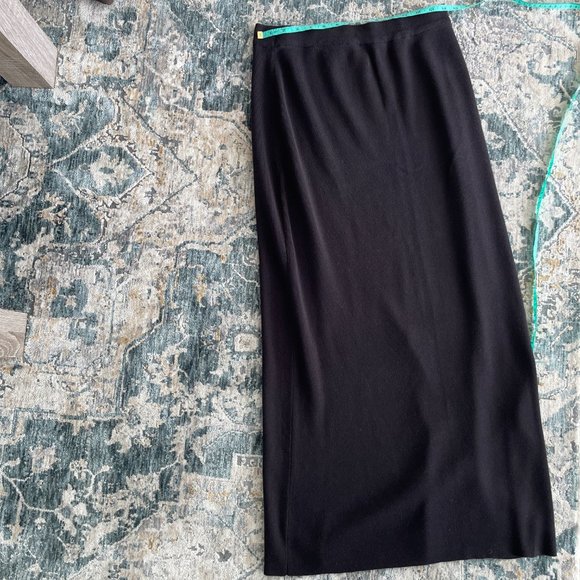 Vintage black high waist knitted maxi pencil skirt - Picture 8 of 10